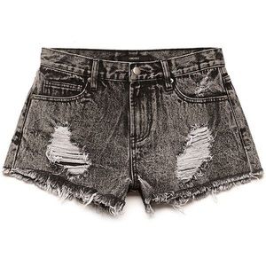 Distressed Acid Wash Denim Shorts